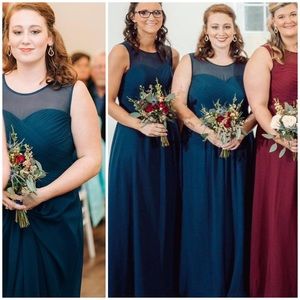 Dark Midnight Blue Bridesmaids Dress Long Maxi